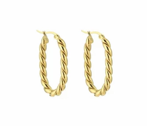 Oorbellen Ovaal met Patroon Goud