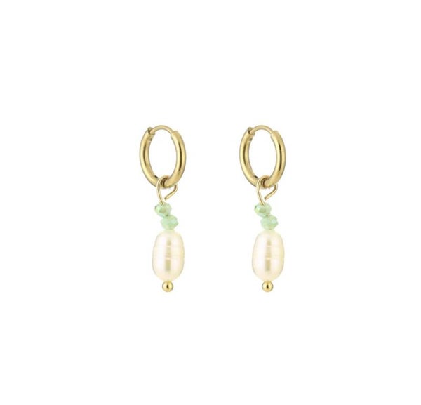 Yenna oorbellen goud/groen