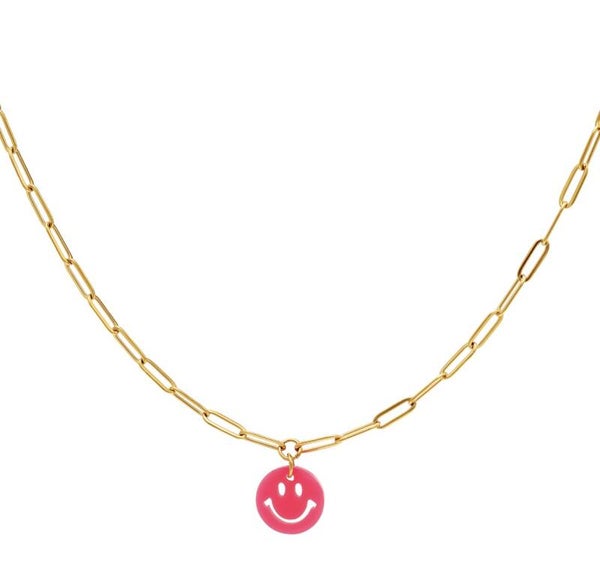 Smiley ketting rosé