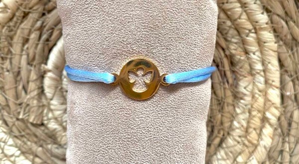 Satijnkoord Armbandje met Beschermengel Goud