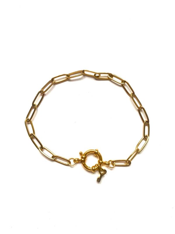 Armband Schakel met Sleuteltje Goud