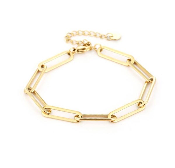 Grove schakelarmband goud