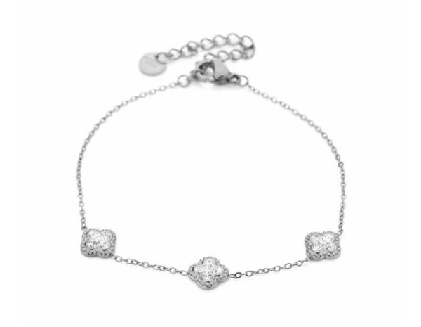 Armband klaver strass zilver