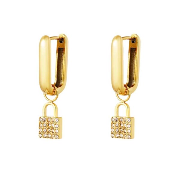 Oorbellen met slotje goud