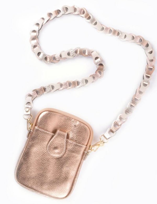 Bagstrap rosegoud, goud, beige small