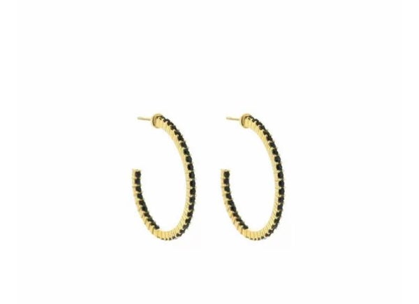 Oorbellen Hoop Strass Zwart