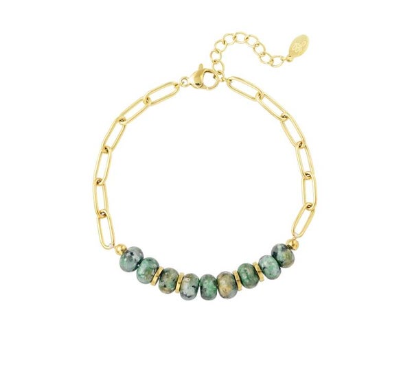 Armband Chunky  met Steentjes Groen