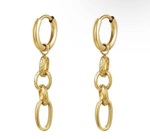 Fem oorbellen chain goud