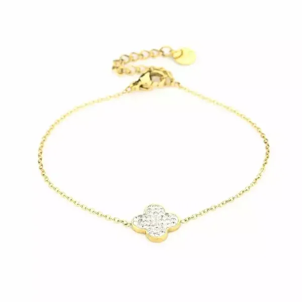 Armband Klaver Strass Goud