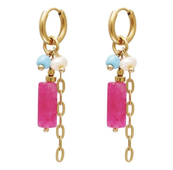 Oorbellen jasmijn pink/goud