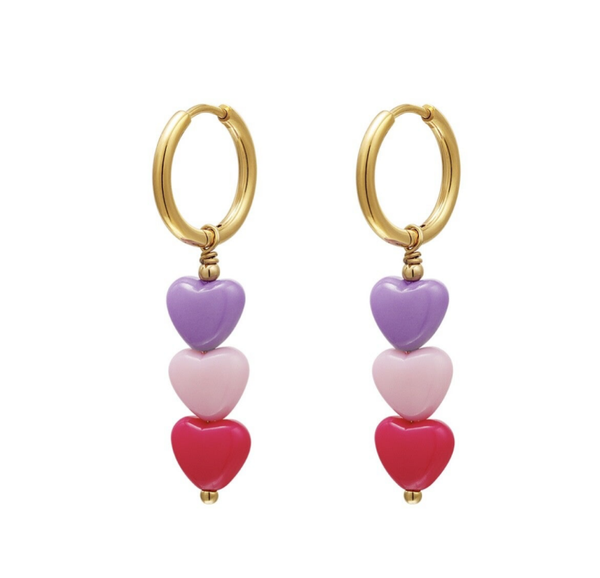 Love oorbellen roze goud
