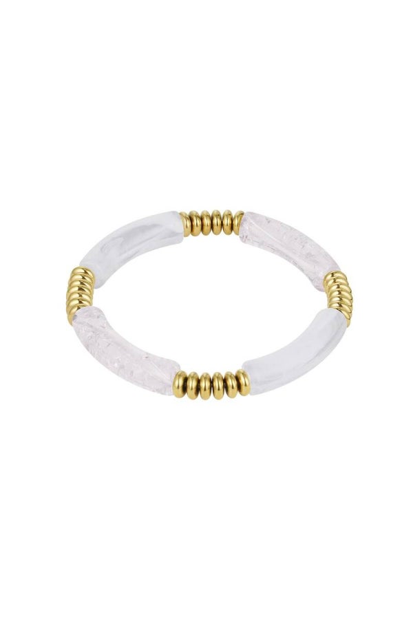 Tube armband Kraaltjes Grijs Goud Acryl