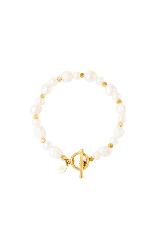 Armband Parels met Schakel Goud Sale Item