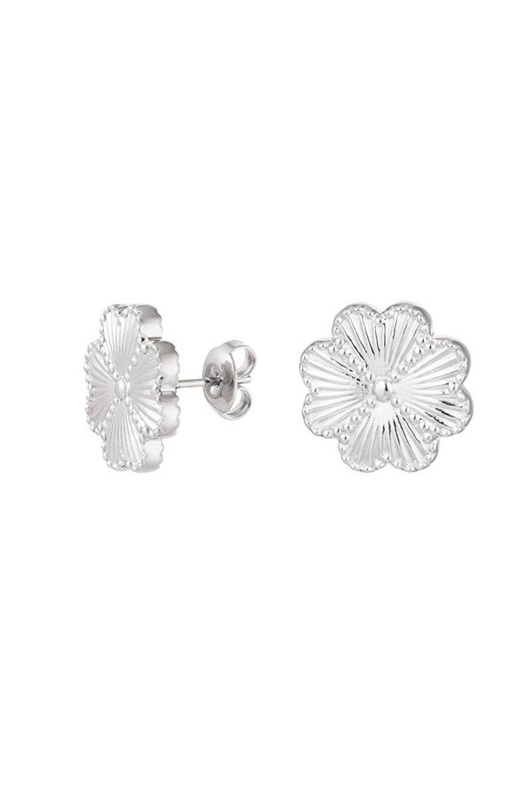 Oorstekers Bloem Zilver