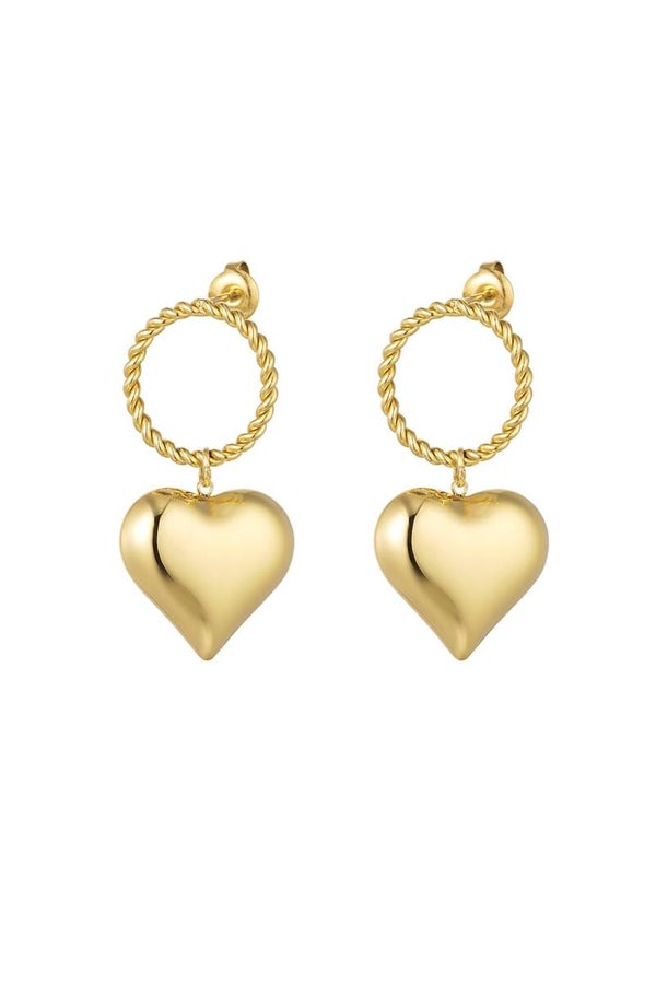 Oorbellen Circle Heart Goud
