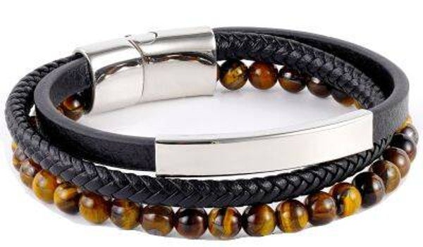 Heren Armband Tiger Eye 3 Dubbel