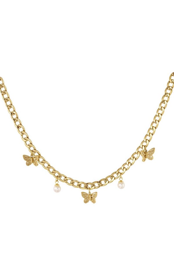 Ketting Butterflys Parel Gold