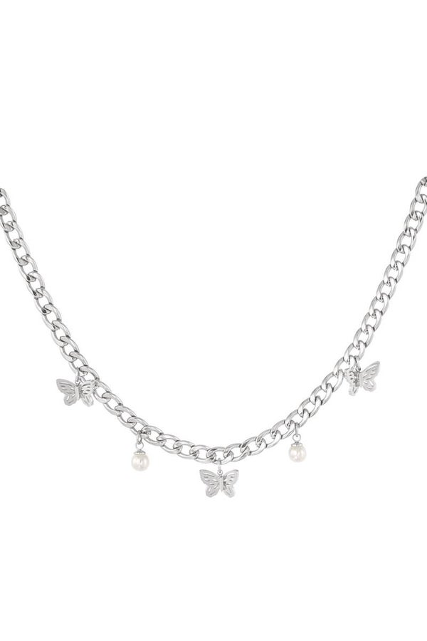 Ketting Butterflys met Parels Silver