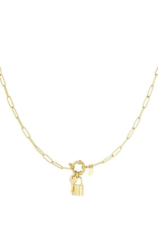 Ketting Schakel met Slotje Goud