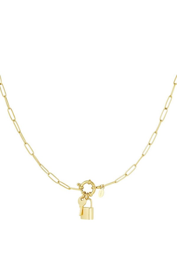 Ketting Schakel met Slotje Goud