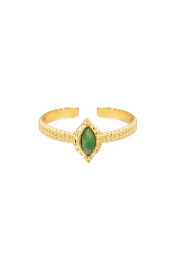 Ring Queeny Goud - Groen