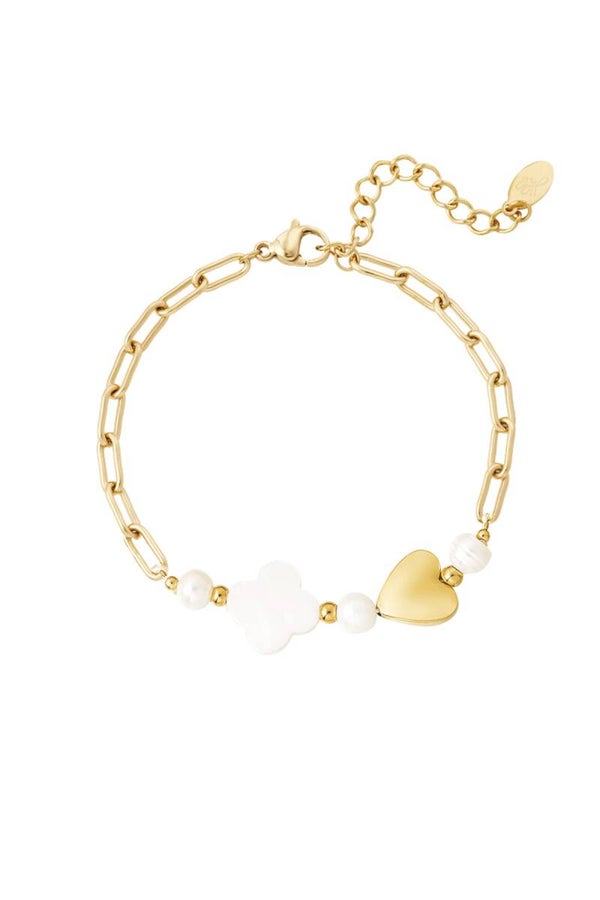 Armband Parels met Hart & Klaver