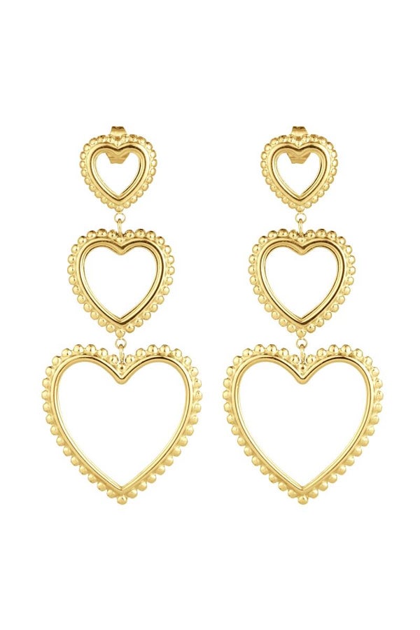Oorbellen Statement 3 Hartjes Goud