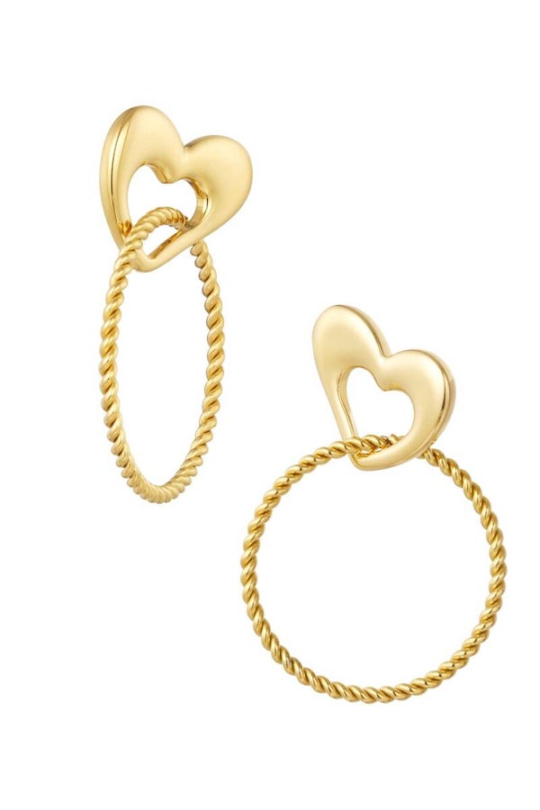 Oorbellen Hart met Ring Goud