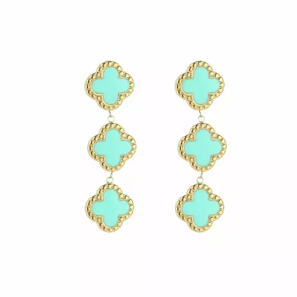Oorbellen Drie Hangende Klavers Mint
