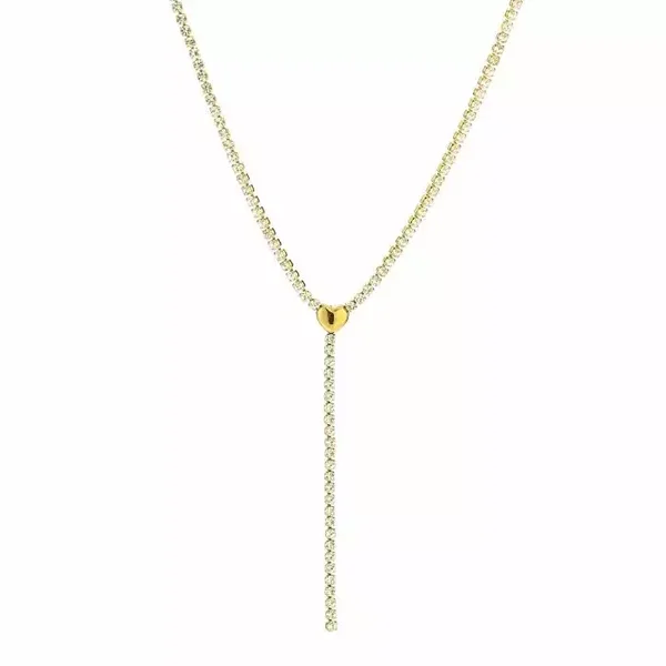 Ketting Y Strass Heart Goud