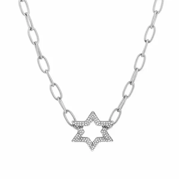 Ketting Schakel Shiny Star Zilver