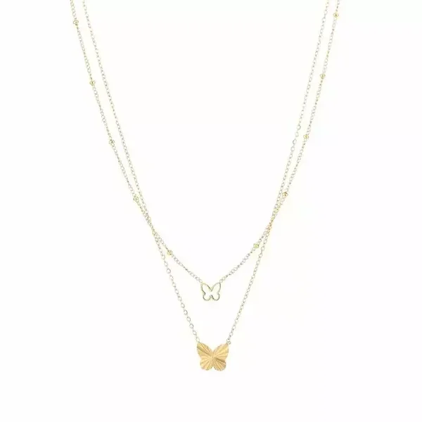 Ketting Dubbel 2 Vlindertjes Goud
