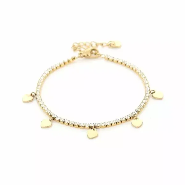 Armband Strass met Hartjes Goud