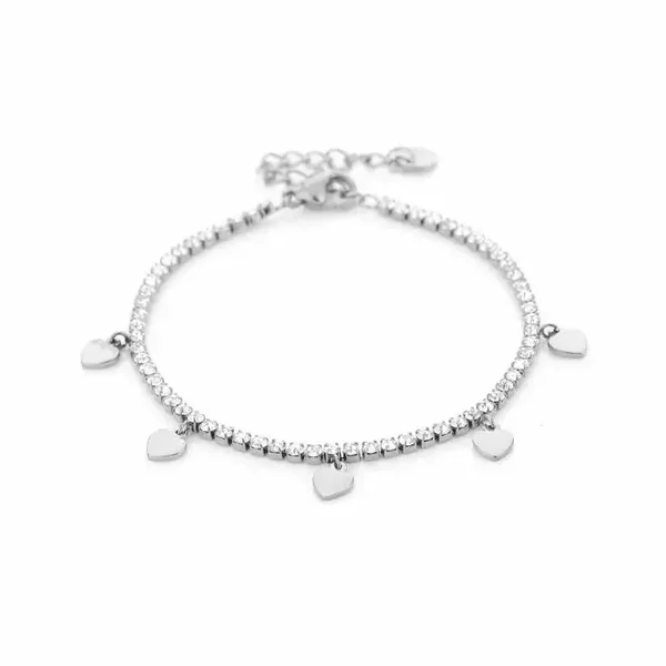 Armband Strass met Hartjes Zilver