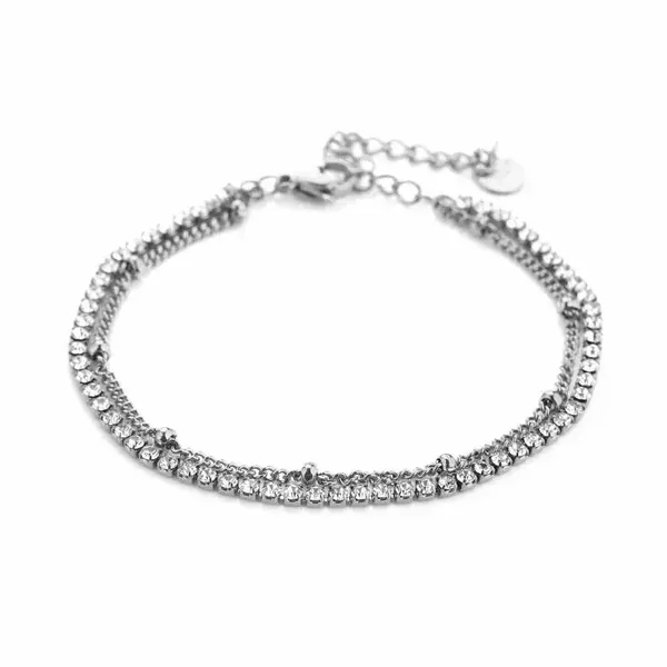 Armband Dubbel met Strass Zilver