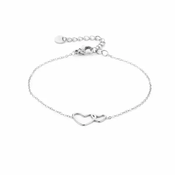 Armband Two Hearts Zilver
