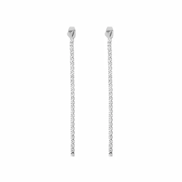 Oorbellen Party Strass met Hartje lang Zilver