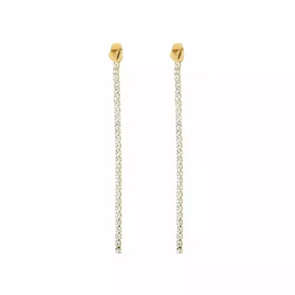 Oorbellen Party Strass met hartje lang Goud