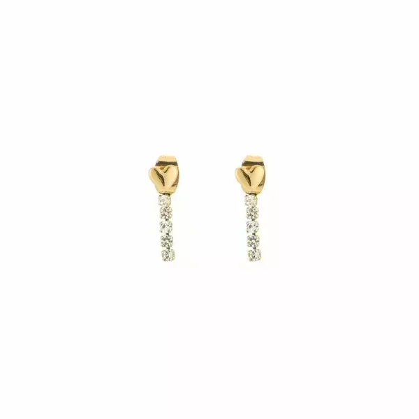Oorbellen Party Strass met Hartje Kort Goud