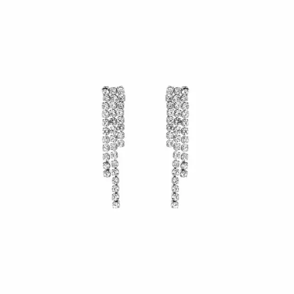Oorbellen 3 lagen Strass Zilver