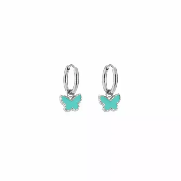 Oorbellen Vlinder Turquoise Goud