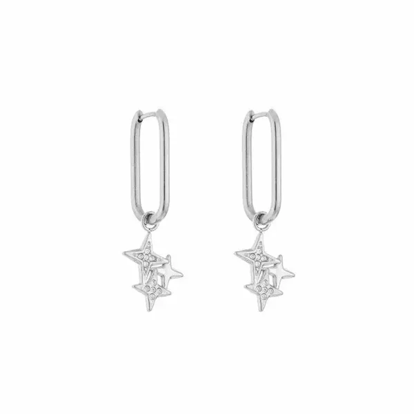 Oorbellen Strass Stars Zilver
