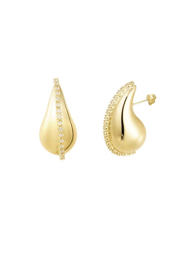 Oorbellen Chunky Tears Drops met Strass Steentjes Goud