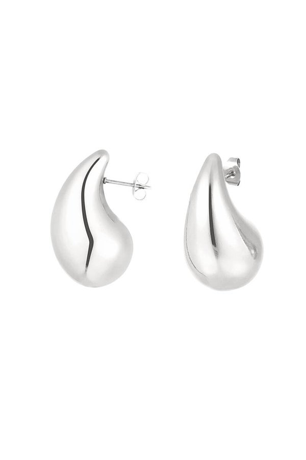 Oorbellen Druppel Chunky Tears Zilver 3.9cm