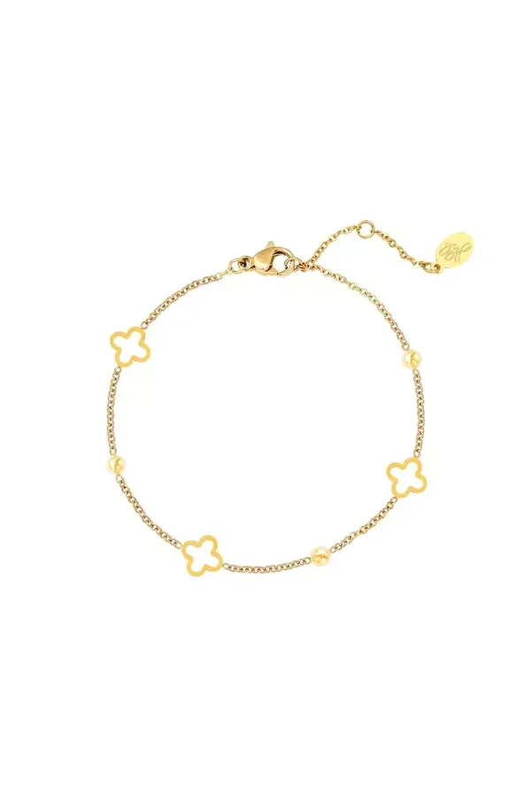 Armband Klavertjes en Bolletjes Goud