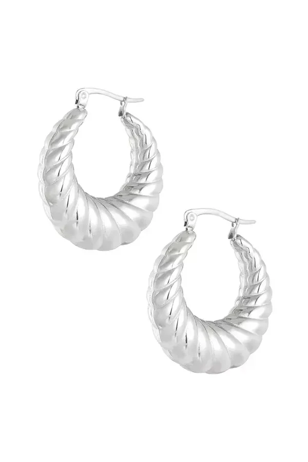 Oorbellen Twisted Rond Zilver