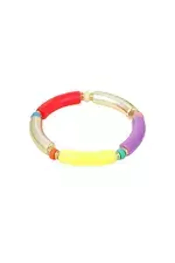 Tube armband Rood - Paars - Geel - Goud