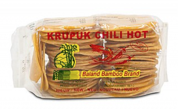 "Baland Bamboo Brand Krupuk Chili Hot 5x7cm Ongebakken 500 gr