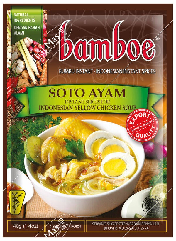 Bamboe Soto Ayam Spices Mix For Indonesian Yellow Chicken Soup 40 gr