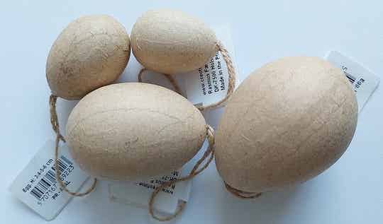 Handgemaakte eieren van papier-mâché assorti 4 stuks